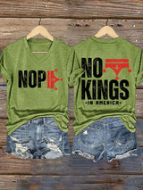 🔥Buy 3 Get 15% Off V-Neck Retro No Kings In America Print T-Shirt