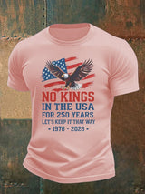 Men's   No Kings USA Patriotic Tee ,250 Years of Democracy printed T-shirt