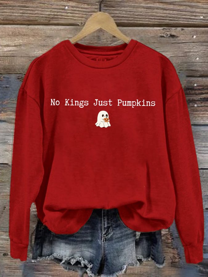 🔥Buy 3 Get 15% Off🔥Women's No Kings Just Pumpkin Printed Sweatshirt