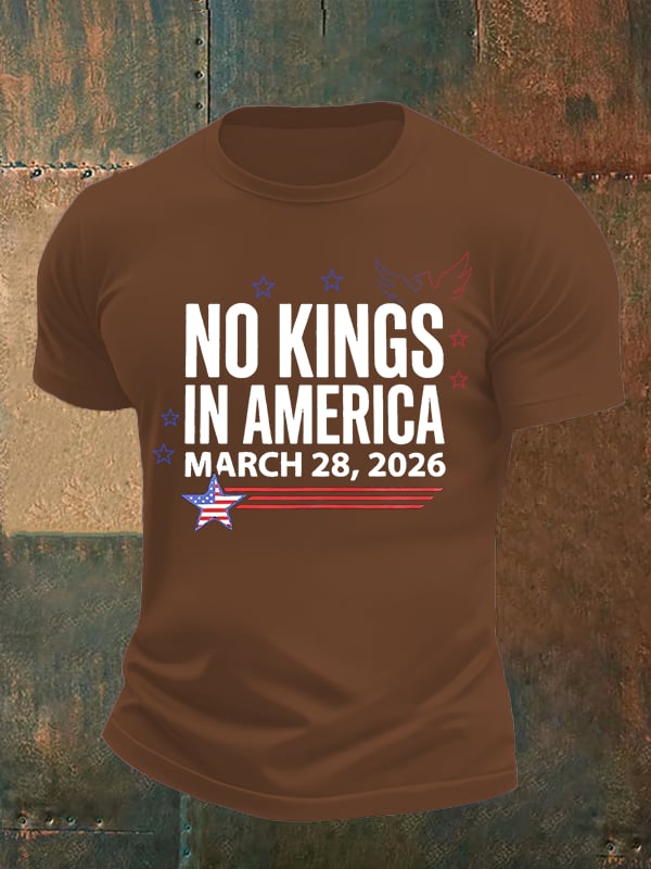 🔥Buy 3 Get 15% Off Men's   NO KINGS IN AMERICA  Print  T-Shirt