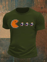 Men's  Funny Turkey Chasing Pie Sublimation FDT Thanksgiving T-Shirt