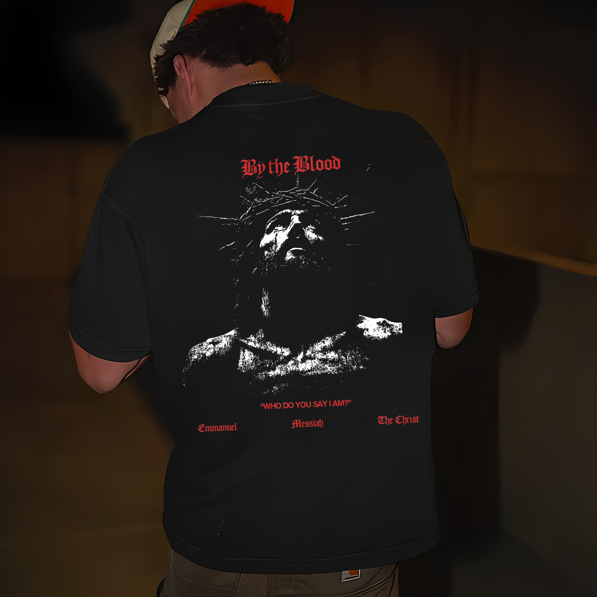By The Blood Who Do You Say I Am  Printed Men's T-shirt