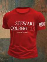 Men's Retro Stewart Colbert 2028 Go F*Ck Yourself Print T-Shirt
