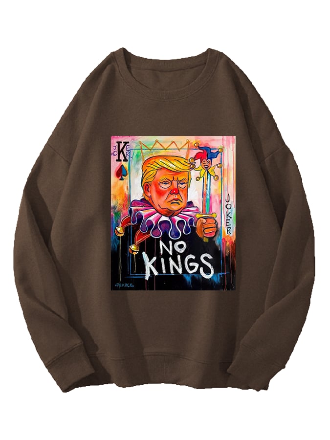 Unisex   No Kings In America Print Casual Sweatshirt