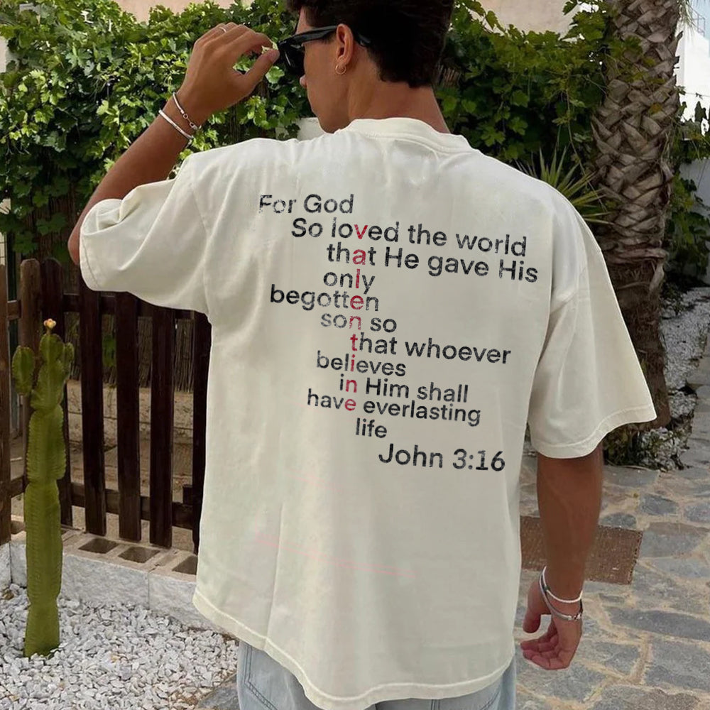 For God So Loved The World That He Gave His Only Begotten Son Printed Men's T-shirt