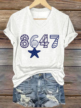 🔥Buy 3 Get 15% Off🔥V-Neck Retro 8647 Starfish Seashells Print T-Shirt