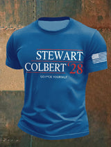 Men's Retro Stewart Colbert 2028 Go F*Ck Yourself Print T-Shirt