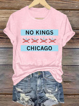 🔥Buy 3 Get 15% Off🔥Women's  No Kings Chicago Flag Print  T-Shirt