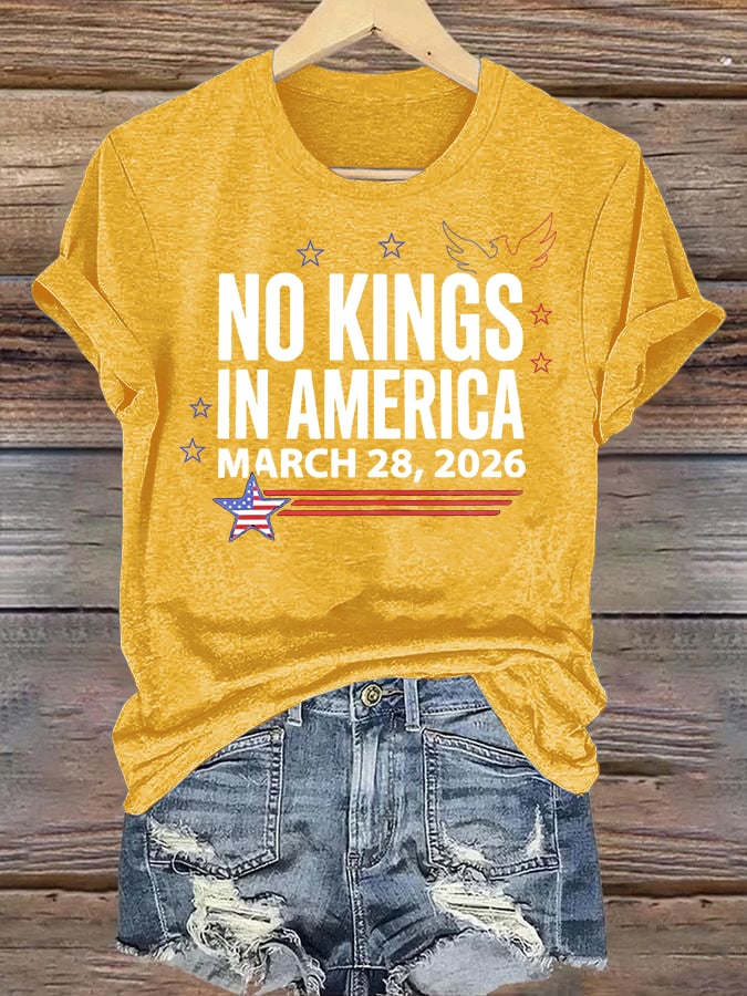 🔥Buy 3 Get 15% Off Women's  NO KINGS IN AMERICA  Print  T-Shirt