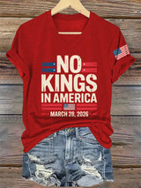 V-Neck Retro No Kings In America March 28 2026 Print T-Shirt