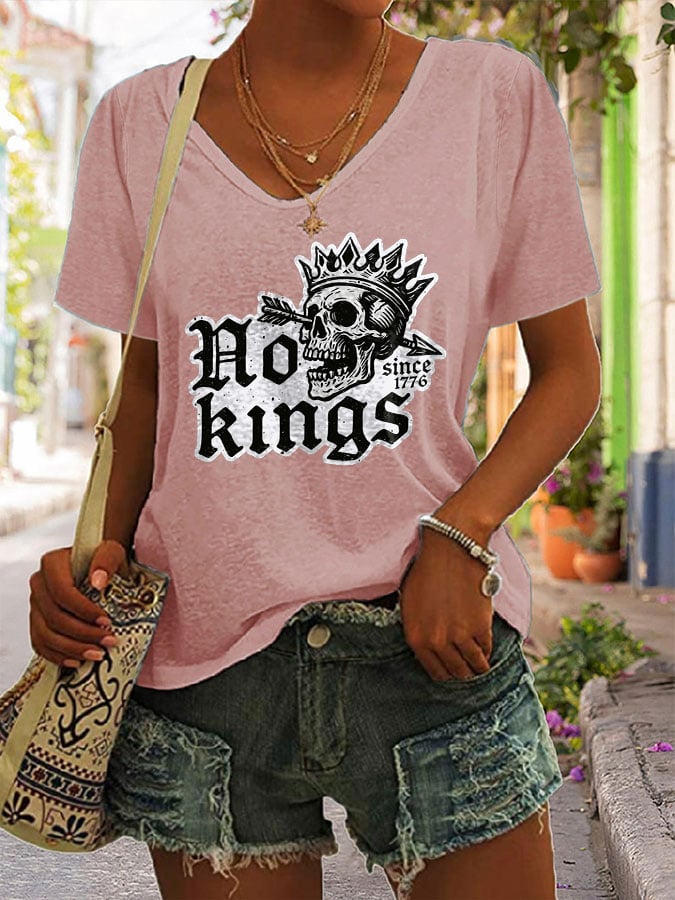 🔥Buy 3 Get 15% Off🔥Women's Casual Retro Reject The King Print T-Shirt