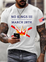 🔥Buy 3 Get 15% Off Men's Retro No Kings III 50 State Nationwide Protest March 28th Print T-Shirt
