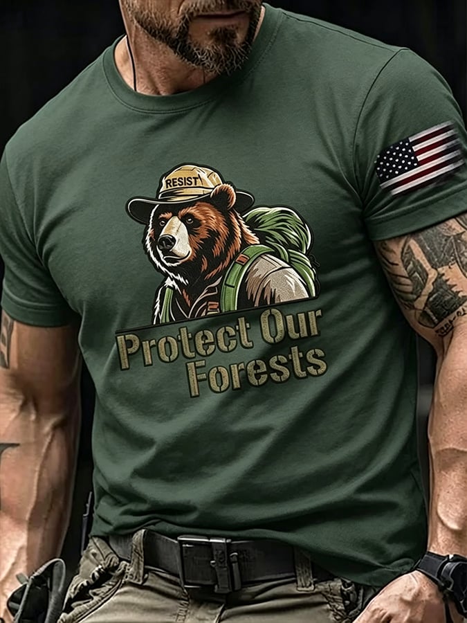 🔥Buy 3 Get 15% Off🔥Men's United States Forest Service Protect Our Forests Print Casual T-Shirt