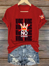 🔥Buy 3 Get 15% Off V-Neck Retro No Kings In America Print T-Shirt