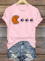 Women's  Funny Turkey Chasing Pie Sublimation FDT Thanksgiving  T-Shirt