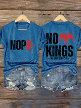 🔥Buy 3 Get 15% Off V-Neck Retro No Kings In America Print T-Shirt