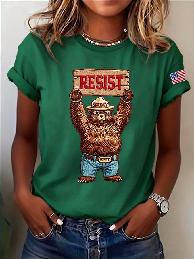 Women's Retro Resist Save The Forest Service Print T-Shirt