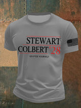 Men's Retro Stewart Colbert 2028 Go F*Ck Yourself Print T-Shirt