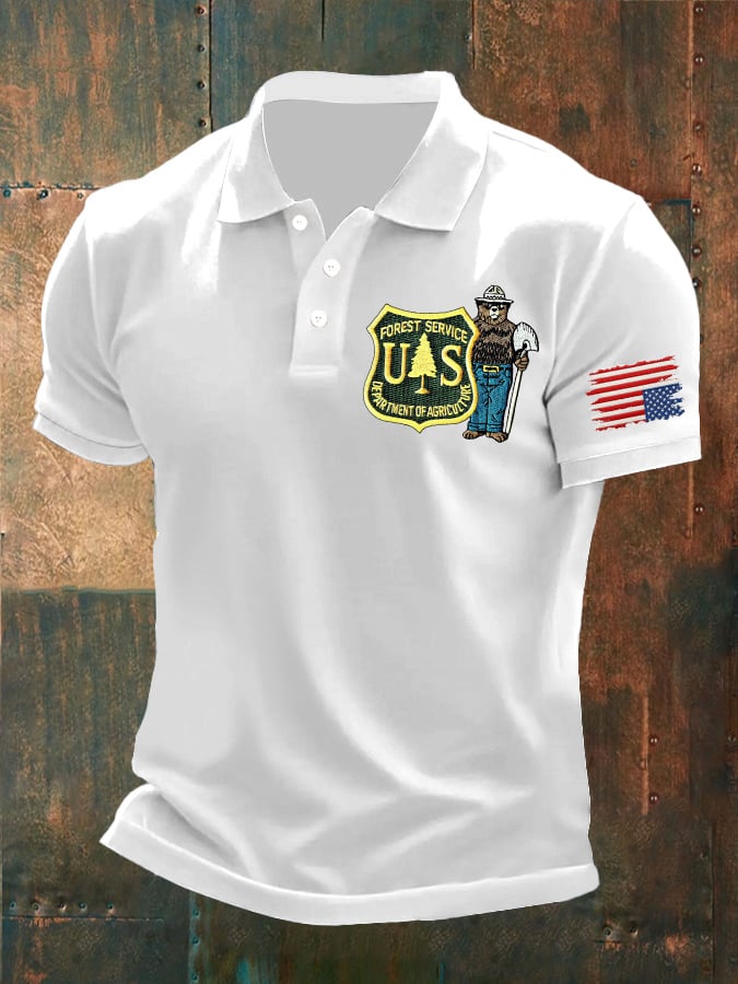 🔥Buy 3 Get 15% Off🔥Men's Retro Save The Forest Service Printed Polo Shirt