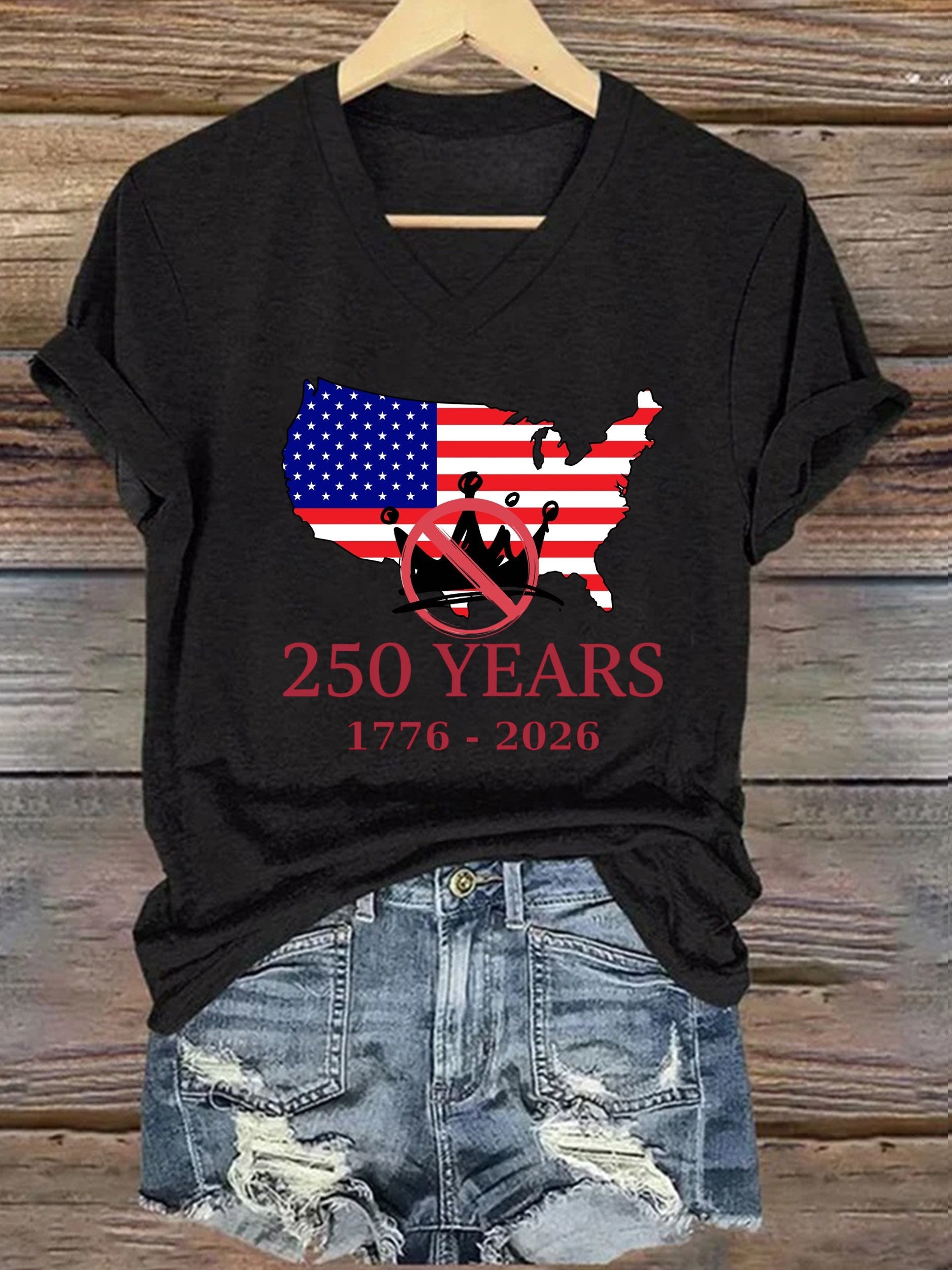 🔥Buy 3 Get 15% Off Women's 1776-2026 No Kings Print T-shirt
