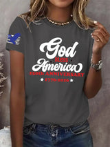 Retro God Bless America 250th Anniversary Print T-Shirt