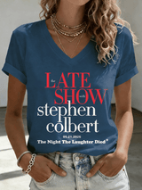 🔥Buy 3 Get 15% Off🔥V-Neck Retro Late Show 05.21.2026 The Night The Laughter Died Print T-Shirt