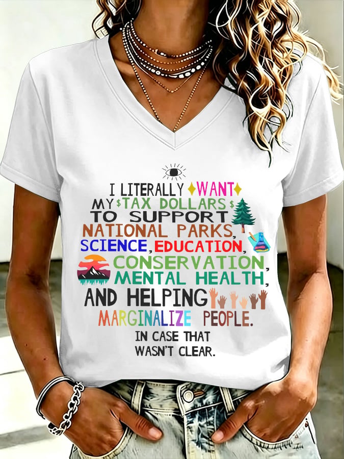 🔥Buy 3 Get 15% Off🔥Women's Support National Parks and Education, I literally Want V-Neck T-Shirt