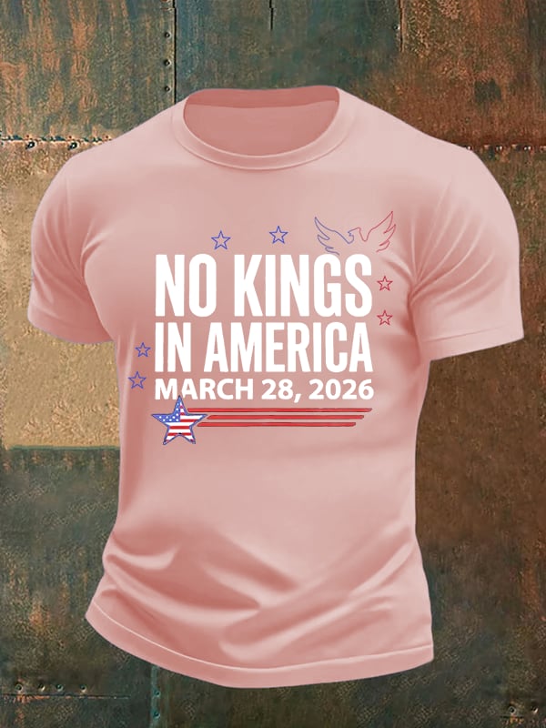 🔥Buy 3 Get 15% Off Men's   NO KINGS IN AMERICA  Print  T-Shirt