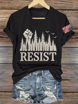 🔥Buy 3 Get 15% Off🔥V-Neck Retro Resist Save The Forest Service Print T-Shirt