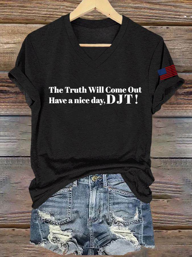 🔥Buy 3 Get 15% Off🔥Women's Have A Nice Day Print V Neck T-shirt