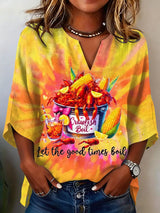 Women's Crawfish Festival Printed Casual Shirt