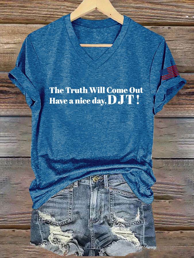 🔥Buy 3 Get 15% Off🔥Women's Have A Nice Day Print V Neck T-shirt