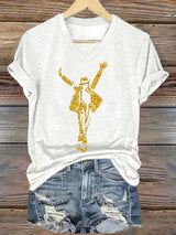 Women's Superstar Art Print V Neck T-shirt
