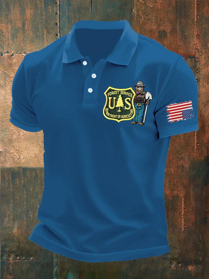 🔥Buy 3 Get 15% Off🔥Men's Retro Save The Forest Service Printed Polo Shirt