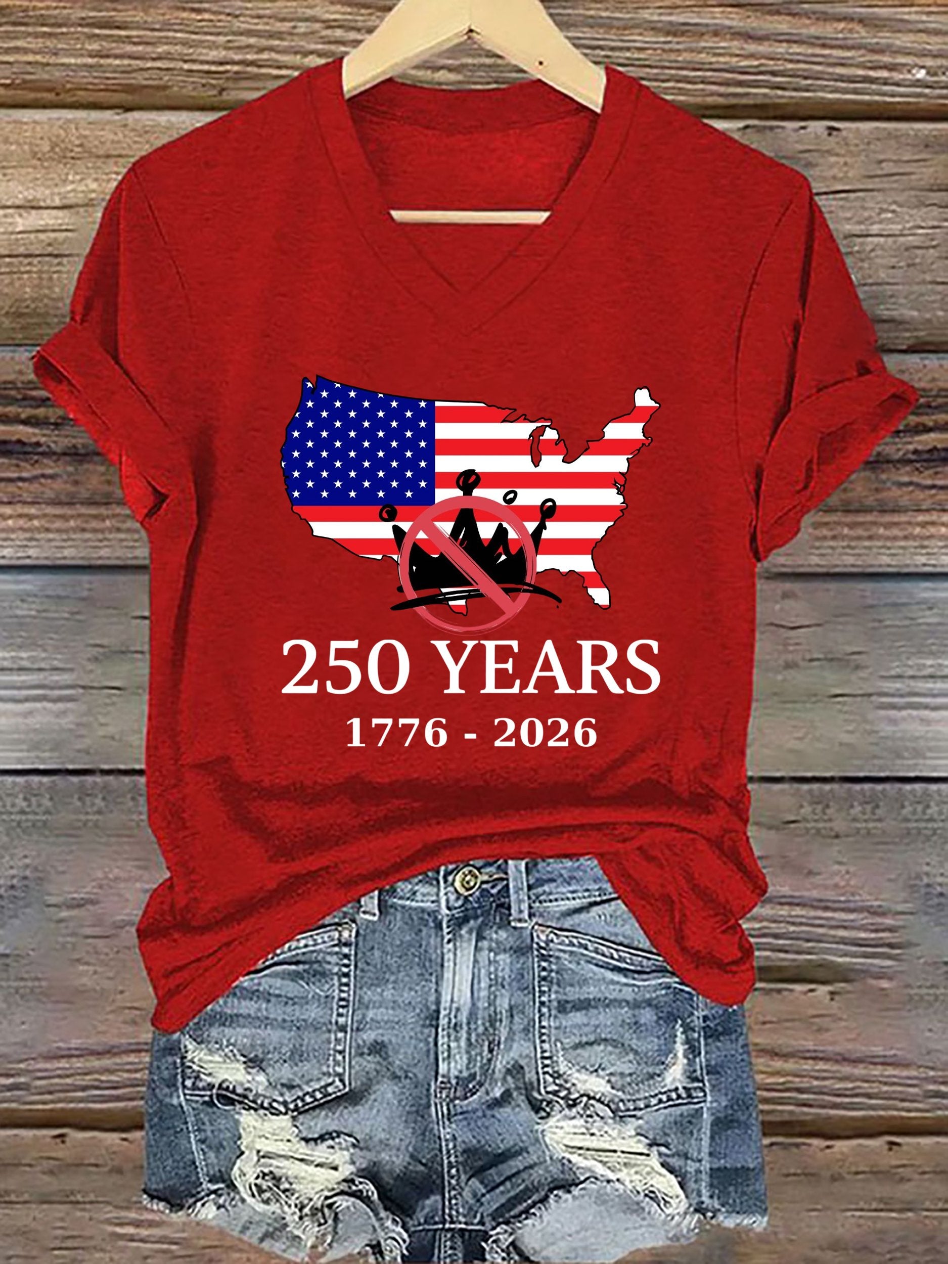 🔥Buy 3 Get 15% Off Women's 1776-2026 No Kings Print T-shirt