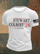 Men's Retro Stewart Colbert 2028 Go F*Ck Yourself Print T-Shirt