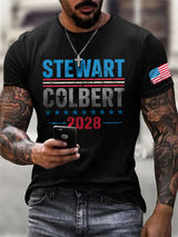 Men's Retro Stewart Colbert 2028 Print T-Shirt
