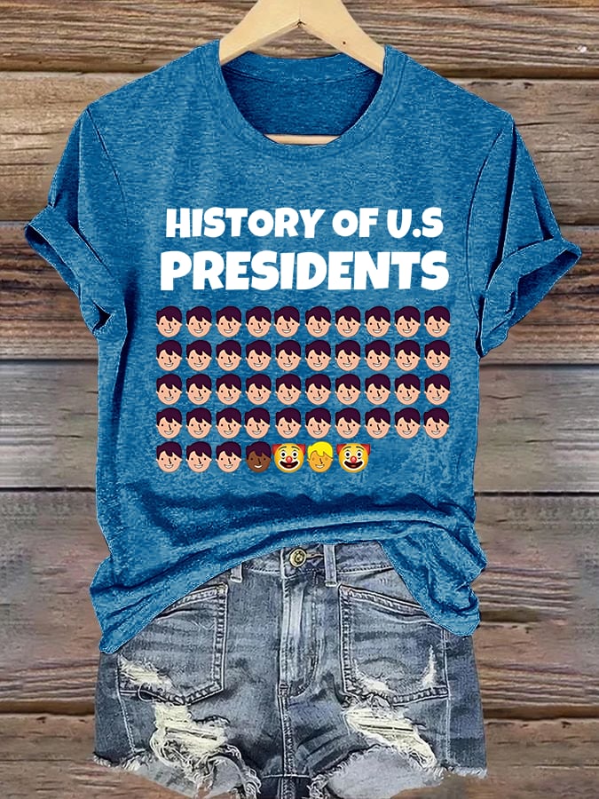 🔥Buy 3 Get 15% Off🔥Women's  History Of US Presidents Print T-Shirt