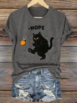🔥Buy 3 Get 15% Off🔥Women's Retro No Kings In America Cat Crown Nope Print Short Sleeve T-Shirt