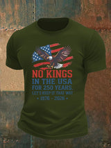 Men's   No Kings USA Patriotic Tee ,250 Years of Democracy printed T-shirt