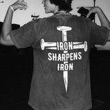 Iron Sharpens Iron Printed Oversize Washed T-Shirt