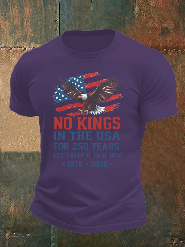 Men's   No Kings USA Patriotic Tee ,250 Years of Democracy printed T-shirt