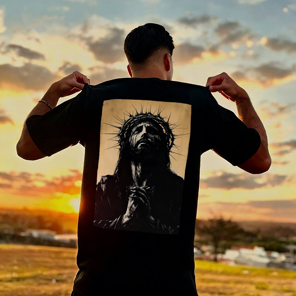Jesus Crown Of Thorns Printed Men's T-shirt