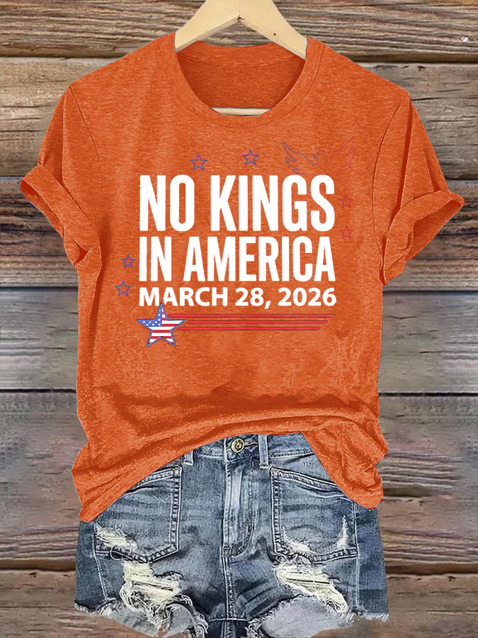 🔥Buy 3 Get 15% Off Women's  NO KINGS IN AMERICA  Print  T-Shirt