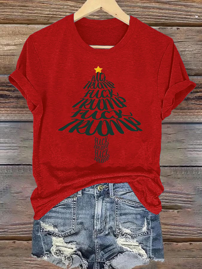 🔥Buy 3 Get 15% Off🔥Women's  Funny Christmas Tree With fdt T-Shirt