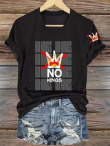 🔥Buy 3 Get 15% Off V-Neck Retro No Kings In America Print T-Shirt