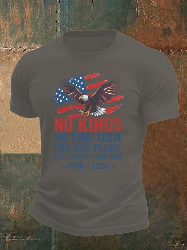 Men's   No Kings USA Patriotic Tee ,250 Years of Democracy printed T-shirt