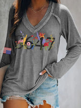 Women's Fashion Flag Print Casual T-shirt