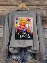 Women's   No Kings In America Print Casual  Sweatshirt
