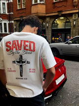 Saved By The Blood It Is Finished By His Grace Romans 10:9 Men's T-Shirt